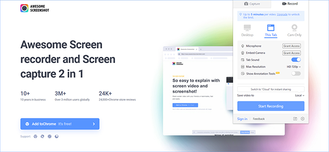 Интерфейс Awesome Screen Recorder